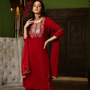 attractive designs of rayon suit with dupatta